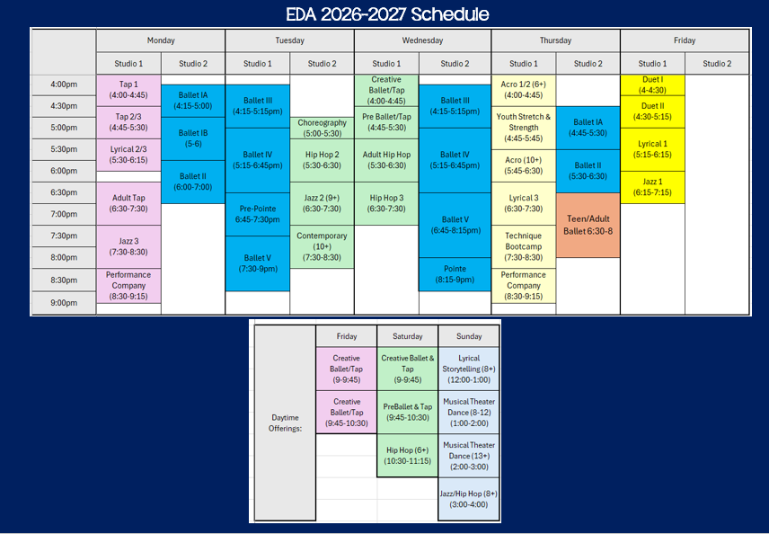 Visual Schedule Aug 20 2026